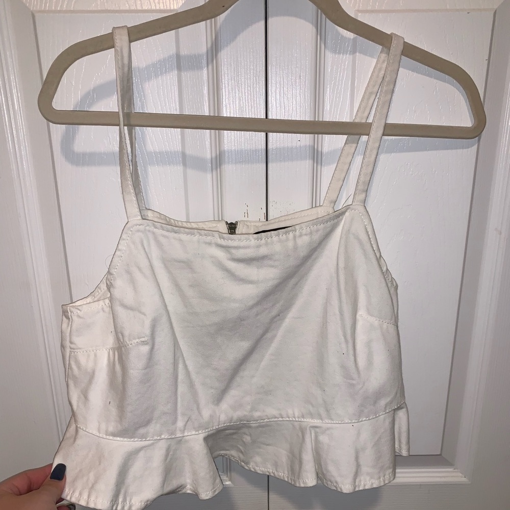 Forever 21 White Zip up Crop Tank Top